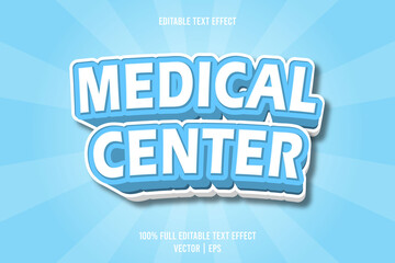 Medical center editable text effect 3 dimension emboss cartoon style