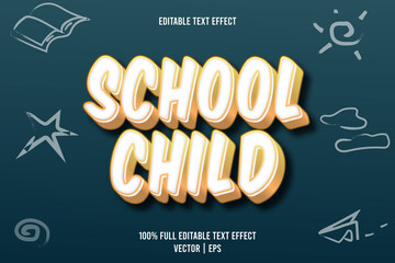 School child editable text effect 3 dimension emboss cartoon style