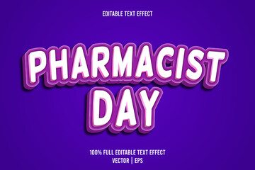 Fototapeta premium Pharmacist day editable text effect 3 dimension emboss cartoon style