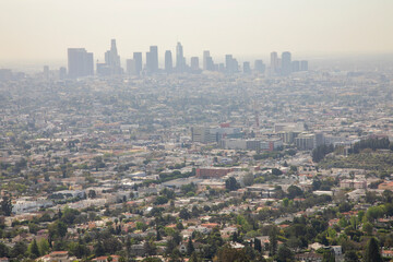 Scenic view overlooking the skyline of Los Angeles California