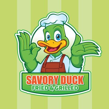 Smile Duck Chef Mascot Logo