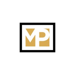 Letter Initial MP square modern elegant luxury logo design
