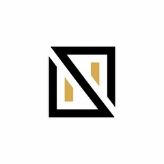 Letter Initial N square modern elegant luxury logo design
