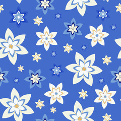 vintage retro geometric floral vector seamless repeat pattern - 446885155