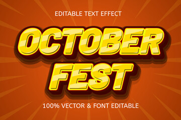 october fest color yellow brown editable text effect - obrazy, fototapety, plakaty