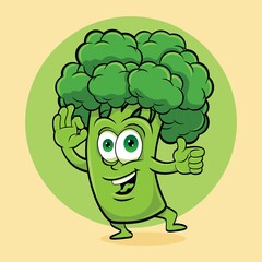 Broccoli Vegan Mascot Logo Design
