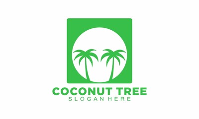 Green coconut tree vector logo