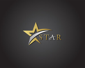 gold star logo creative emblem sign symbol business