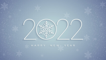 Fototapeta na wymiar 2022 New Year’s card abstract background with snowflakes, vector illustration.