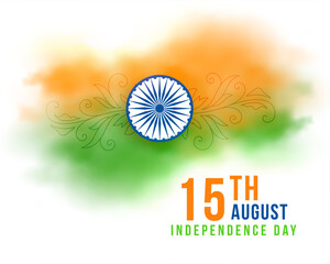 15th august indian independence day watercolor flag banner - obrazy, fototapety, plakaty