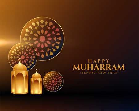 happy muharram traditional muslim festival card design