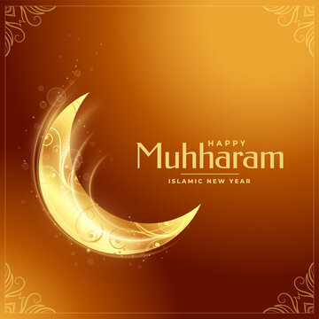 traditional muharram festival golden moon card design