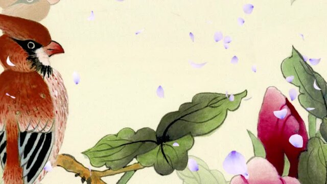 Hand painted watercolor parrot animal peony rose flower flower