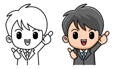 businessman making thumbs up sign coloring page for kids