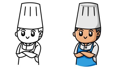 Cute chef coloring page for kids