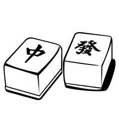 Simple black and white illustration of mahjong game