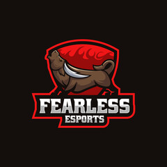 Vector Logo Illustration Fearless Bull E Sport and Sport Style.