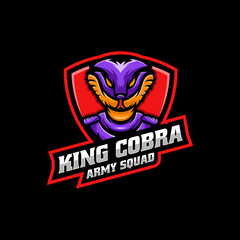 Vector Logo Illustration King Cobra E Sport and Sport Style.