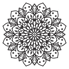 Mandala flower decorative ornament in ethnic oriental style doodle ornament outline hand draw