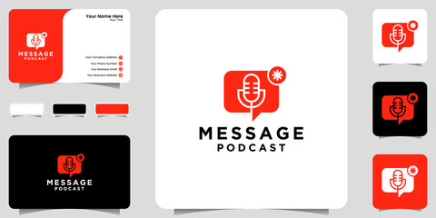 podcast message logo inspiration, notification, icon and business card design ikon