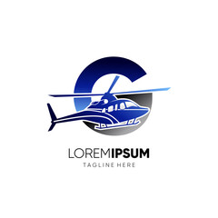 Letter G Initial Helicopter Logo Design Vector Icon Graphic Emblem Illustration