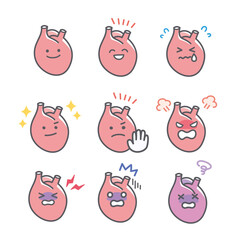 人間の心臓の喜怒哀楽に関する表情セット