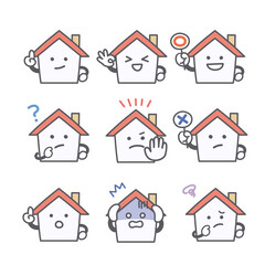 家のキャラクターの喜怒哀楽に関する表情セット