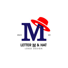 Simple and stylish initial logo letter M combining with red hat