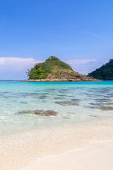 beautiful beach view Koh Chang island seascape at Trad province Eastern of Thailand on blue sky background , Sea island of Thailand landscape