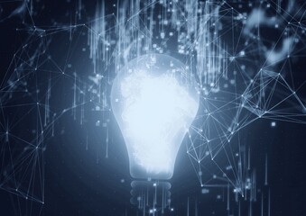 サイエンステクノロジーの概念で光輝く電球のイラスト