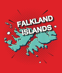 Pop art map of falkland Islands