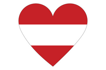 Austria flag of heart shape isolated on white background