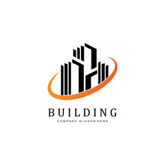 Urban building construction logo icon symbol, house, apartment, city view