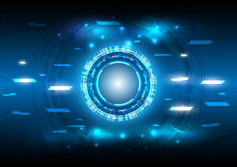 Futuristic Sci-Fi glowing HUD user. Digital infographic frame. Abstract hologram hi-tech background. Virtual reality technology electric innovation. Computer interface