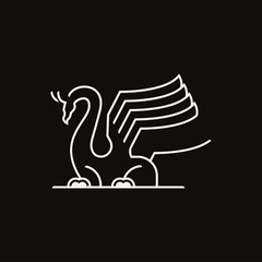White dragon logo design vector illustration