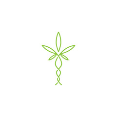 Caduceus cannabis line art logo design. logo template