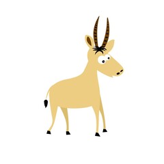 antelope in 2d cartoon style. flat isolated vector
