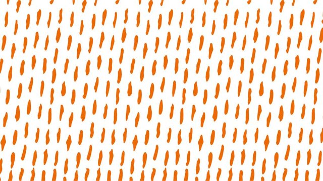 Fondo blanco con lluvia de elementos naranjas.