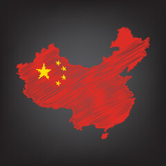 Scribble map of China. Sketch Country map colors for infographic , brochures and presentations. Vector illustration eps 10.