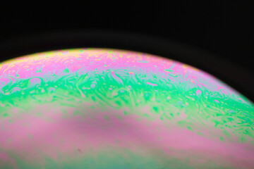 the beauty of the colorful pattern of soap bubbles is like a small planet