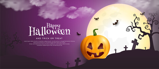 Happy Halloween purple, Realistic halloween background