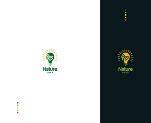 Light bulb logo template with growth symbol and leaves