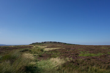 views to horizon in Derbyshire Peak District on bright sunny day
