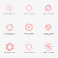 Luxury logo design concept, Flower lotus logo, Beauty or spa logo set vector icon illustration design