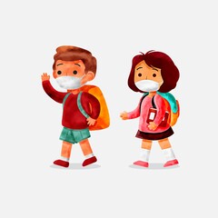 Hand drawn children back to school watercolor