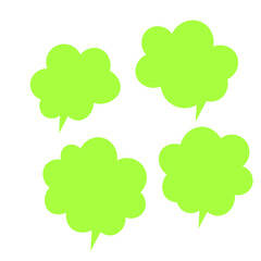 Set of color speech bubbles. Cartoon Vector illustration. Isolated on transparent white background. Hand draw style, dialog clouds