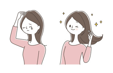 薄毛で悩む若い女性　ビフォーアフター