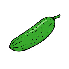 Green cucumbers on a white background. A useful vegetable, diet food. Vector isolated outline illustration