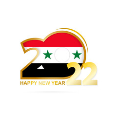 Year 2022 with Syria Flag pattern. Happy New Year Design.