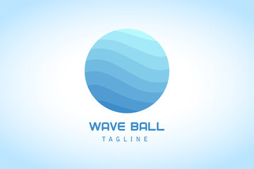 blue wave circle ball abstract gradient logo